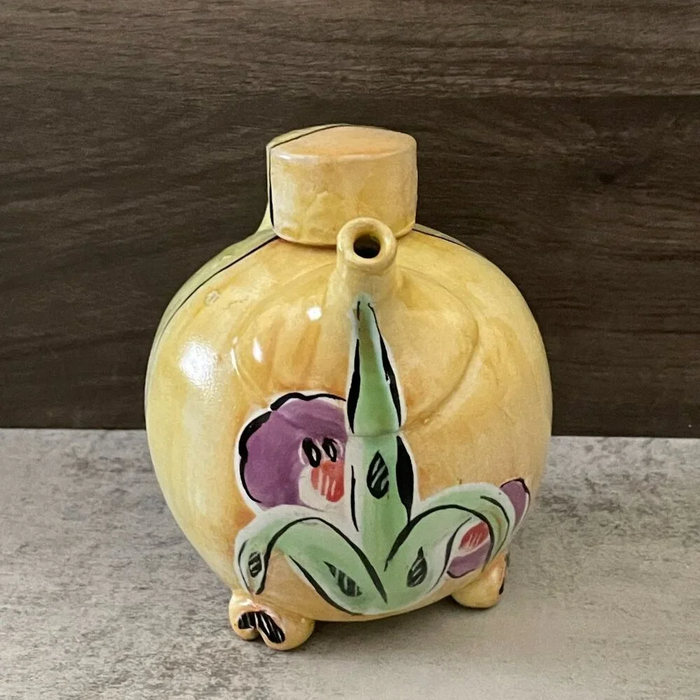Posey Bacopoulos Studio Art Pottery Whimsical Hand Painted Teapot Creamer Set